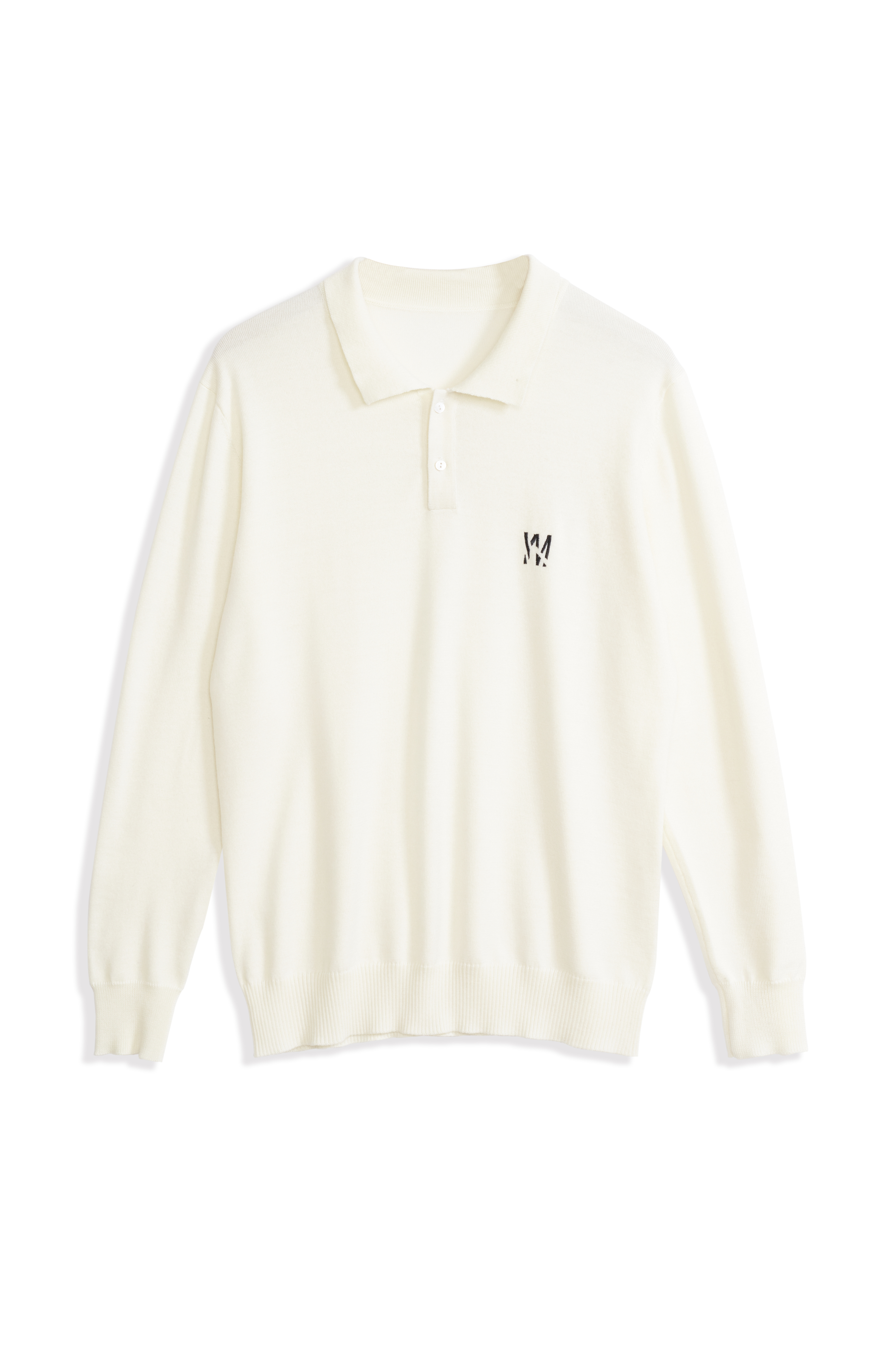 POLO HOMME EN PUR LAINE BRODÉ DEUX BOUTONS EN PERLES